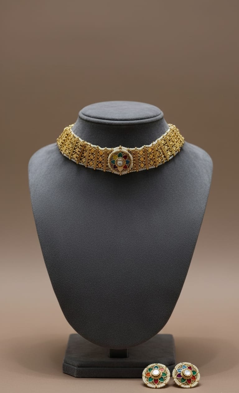 Satrangi Golden Necklace Set