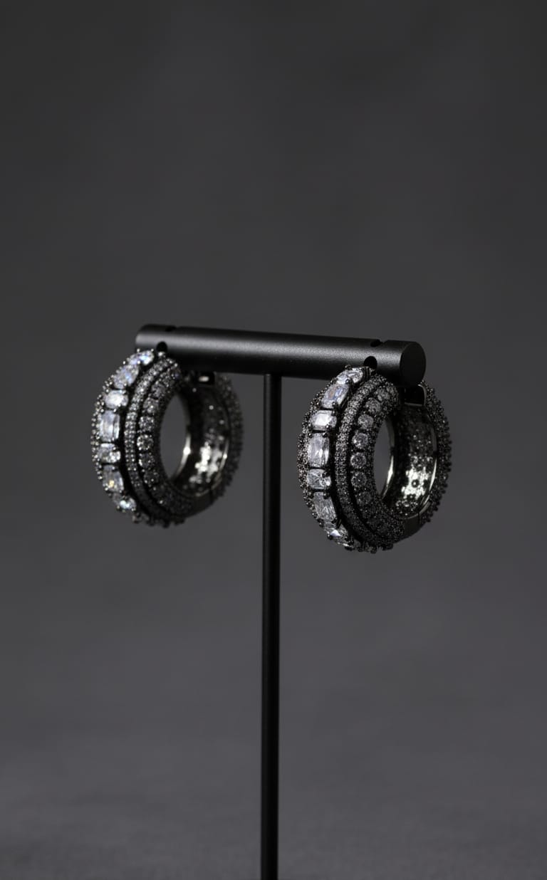 Drop Stone Oxidised Earrings