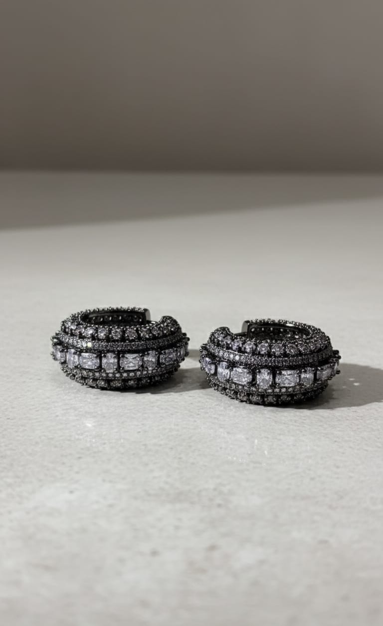 Drop Stone Oxidised Earrings