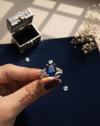 Thumbnail for 925 Silver Oval Blue Stone Ring