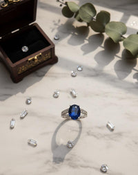 Thumbnail for 925 Silver Oval Blue Stone Ring