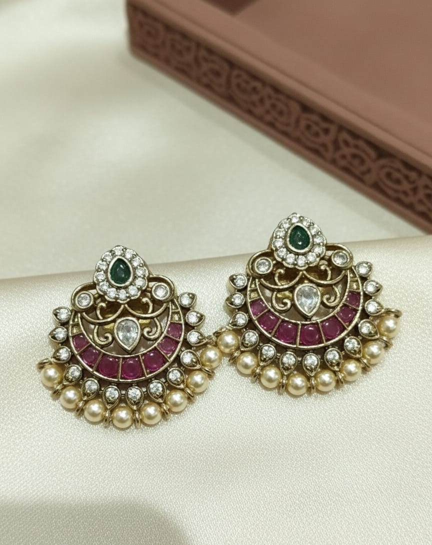 Ruby Pearl Chand Earrings