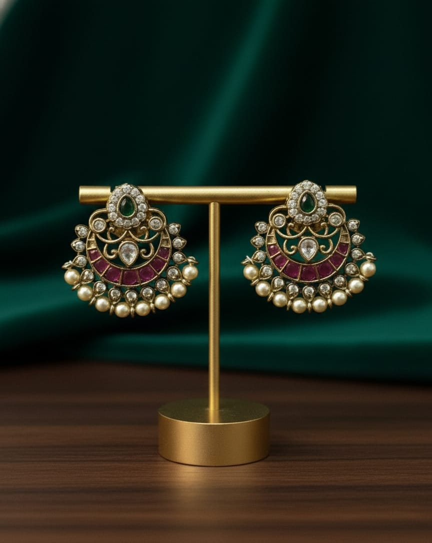 Ruby Pearl Chand Earrings