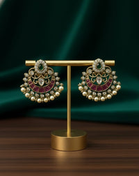 Thumbnail for Ruby Pearl Chand Earrings