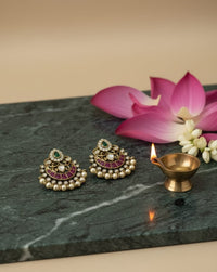 Thumbnail for Ruby Pearl Chand Earrings
