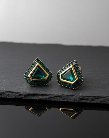 Emerald Triangle Earrings