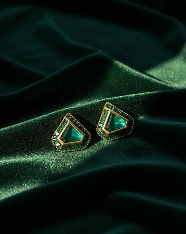 Emerald Triangle Earrings