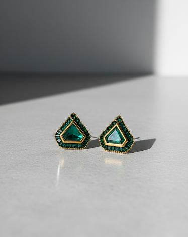 Emerald Triangle Earrings