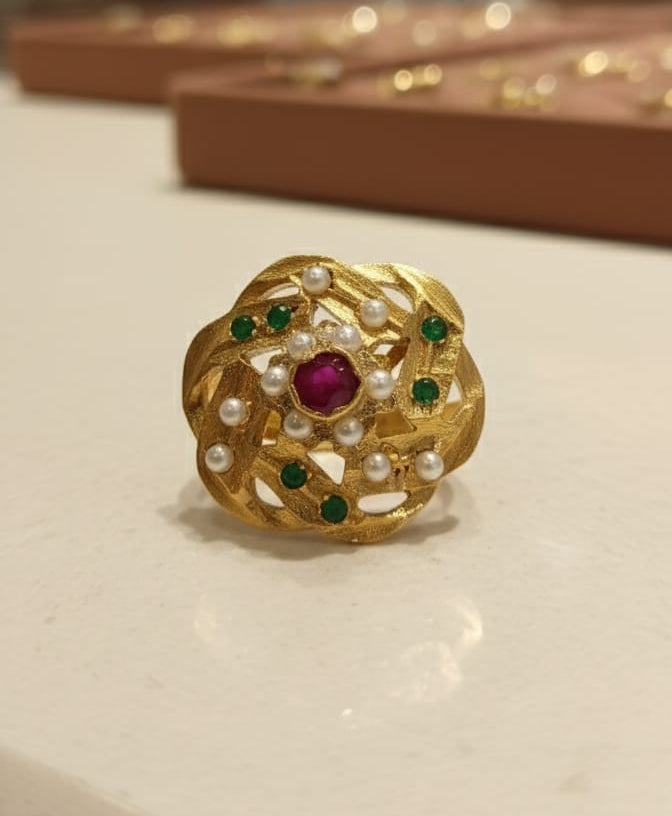 Flower Jadau Ring