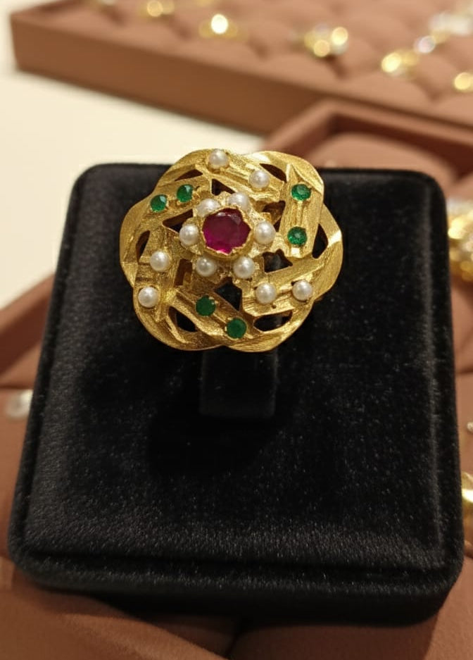 Flower Jadau Ring