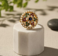 Thumbnail for Flower Pearl Jadau Ring