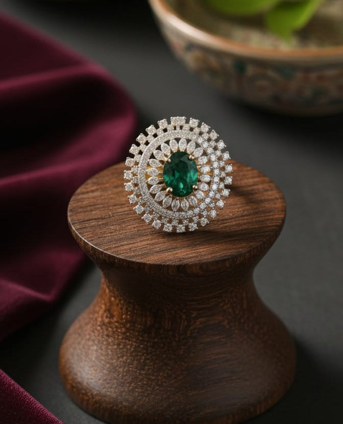 Green Oval Cocktail Ring