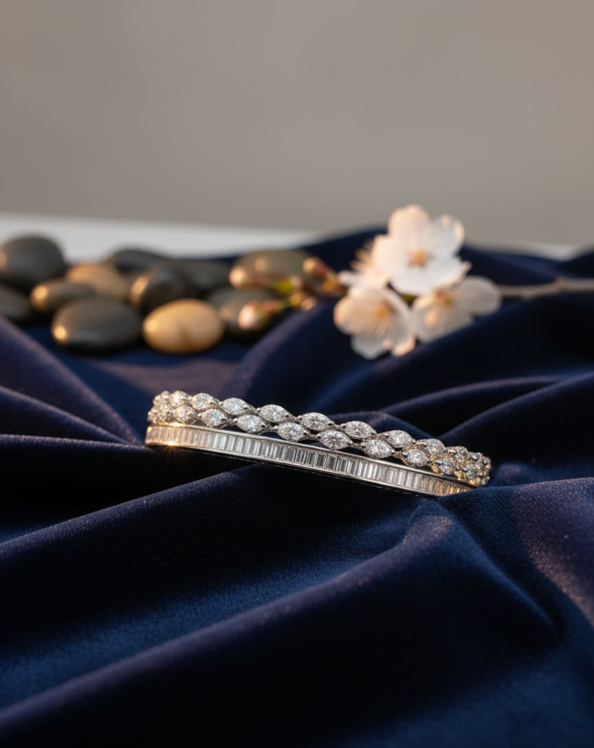 925 Silver Drop Baguette Bracelet