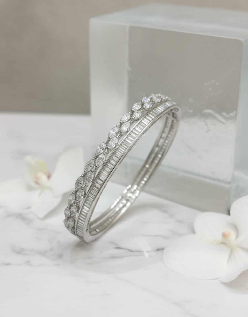 925 Silver Drop Baguette Bracelet