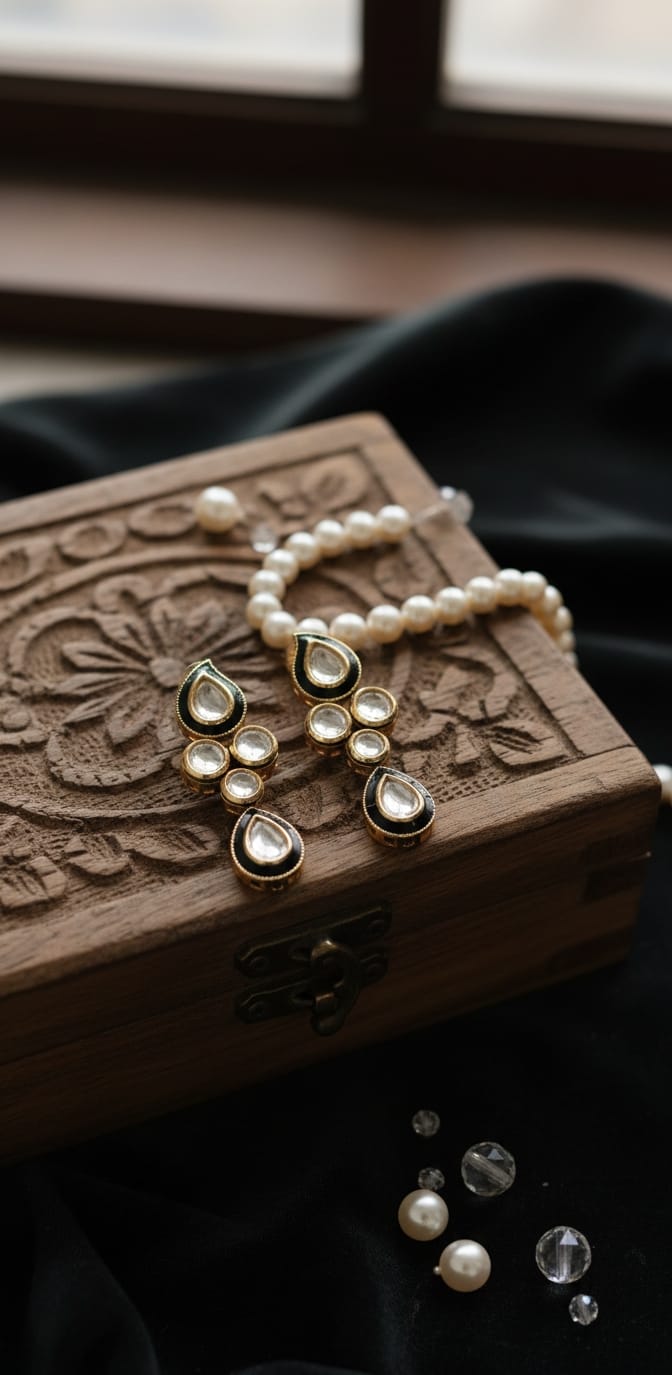 Kundan Drop Dusky Earrings