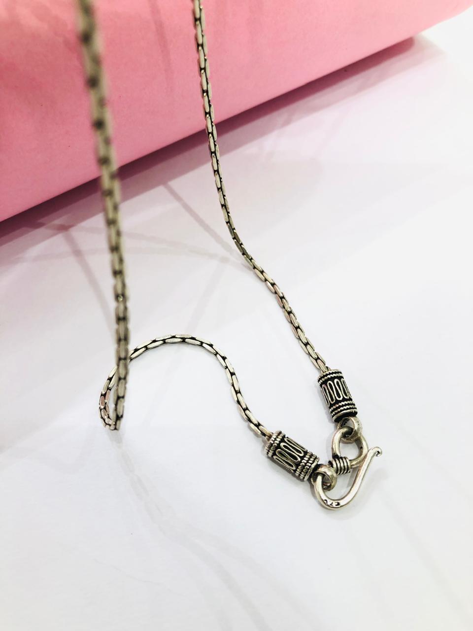 925 Silver Sleek Men Oxidised Chain