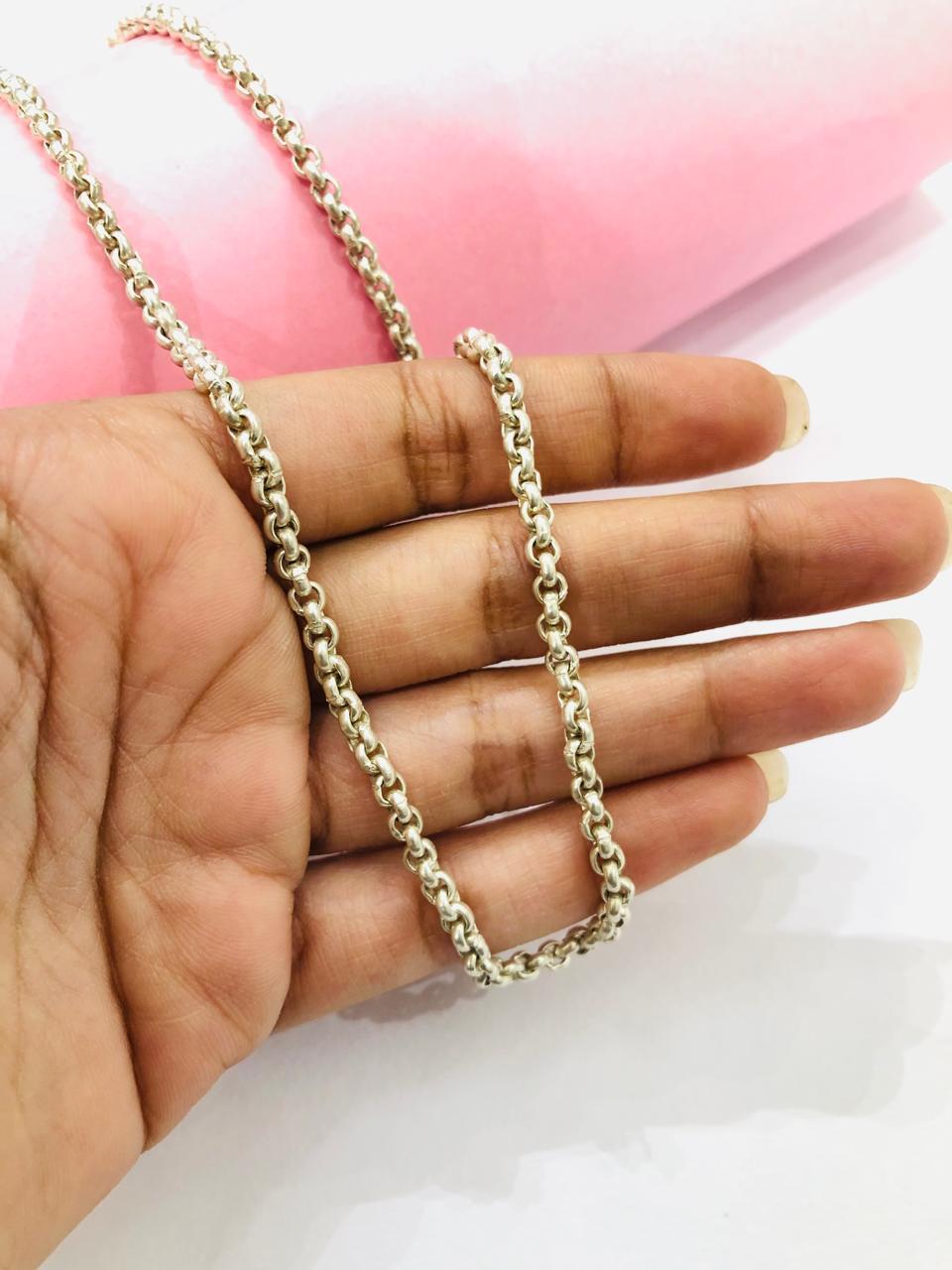 925 Silver Round Lock Chain
