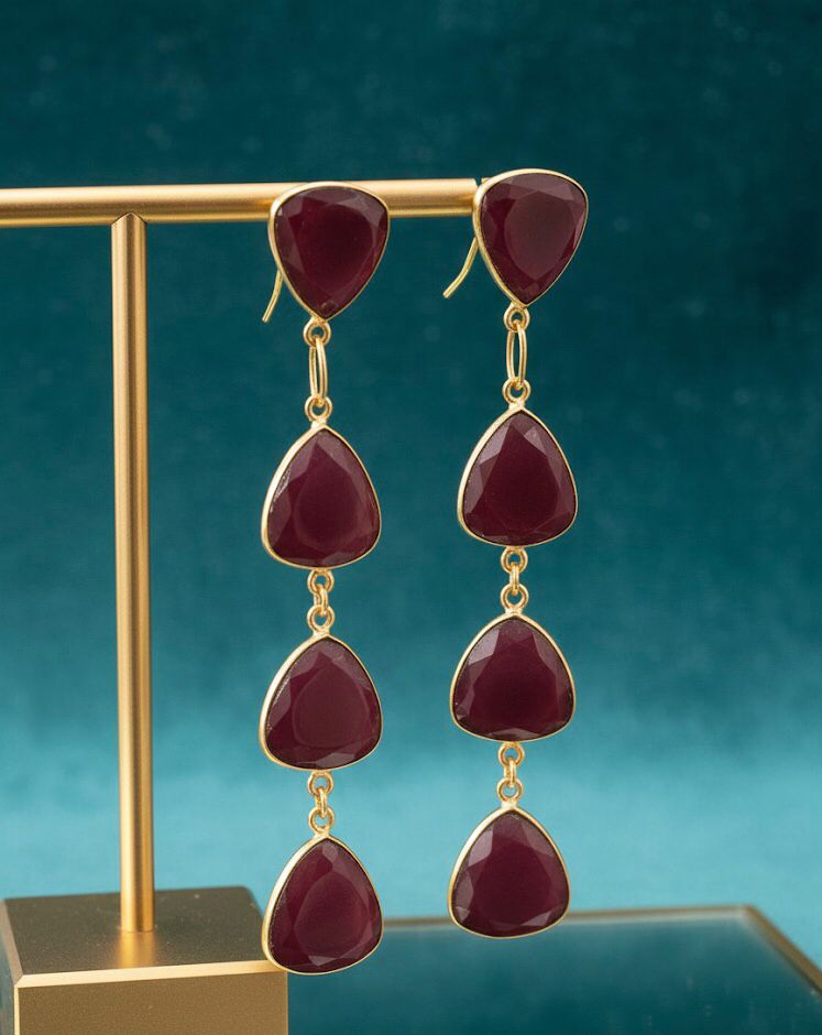 Maroon Dangler Earrings
