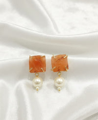 Thumbnail for Orange Stone Pearl Earrings
