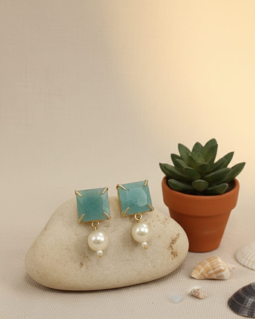 Green Pearl Earrings