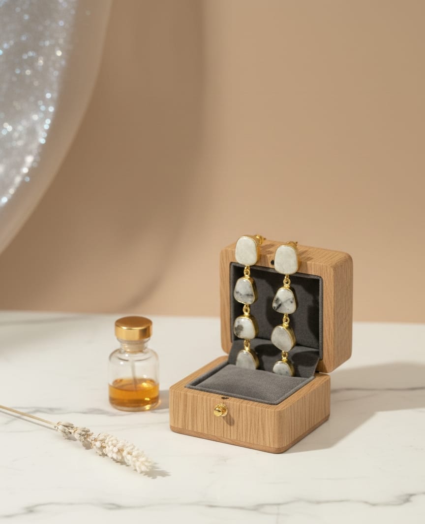 Milky Stone Dangler Earrings