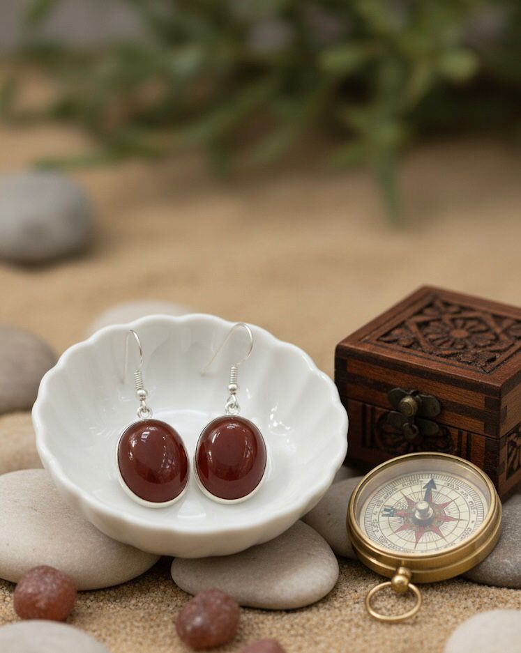 Coral Oval Earrings
