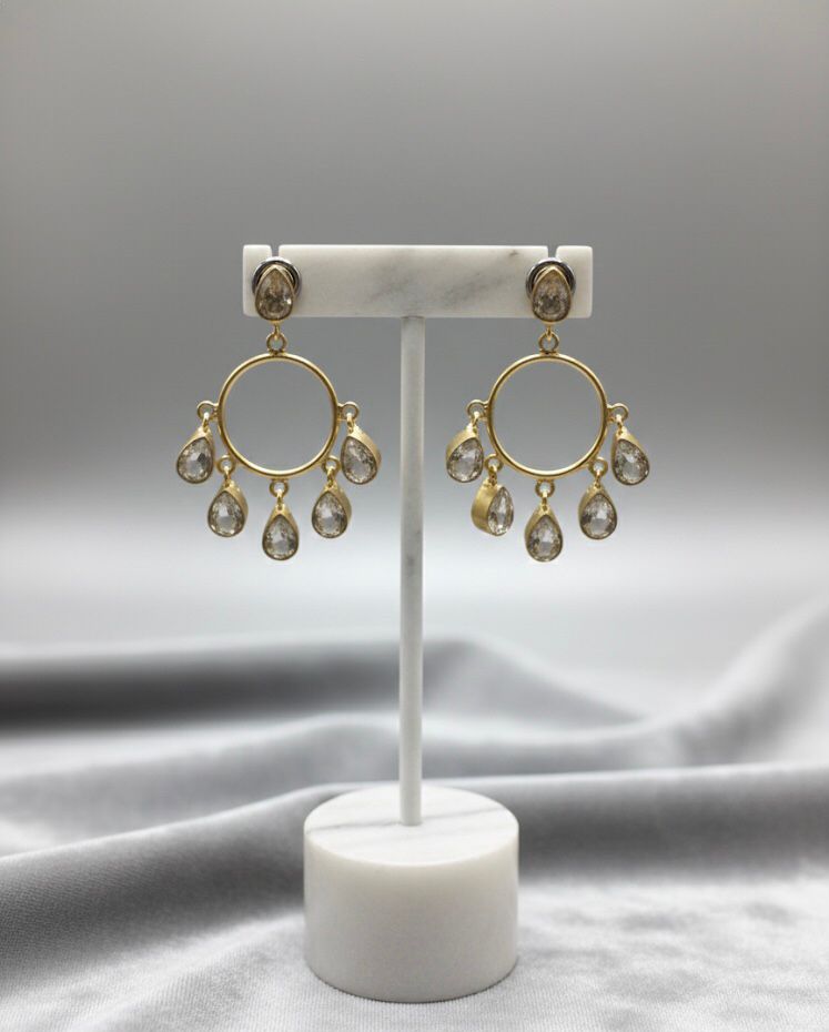 White Crystal Drop Earrings