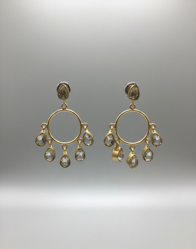 White Crystal Drop Earrings