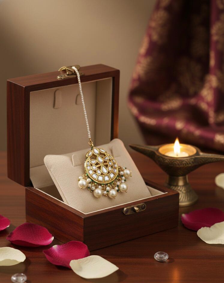 Chand Kundan Pearl Mang Tika