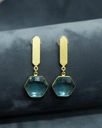 Thumbnail for Blue Crystal Golden Earrings