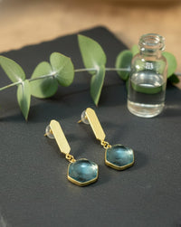 Thumbnail for Blue Crystal Golden Earrings