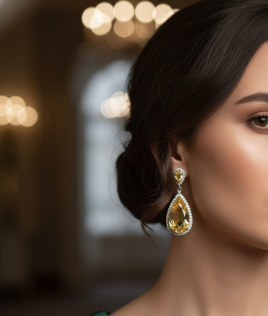 Yellow Stone Dangler Earrings