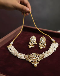 Thumbnail for Rajwadi Kundan Necklace Set