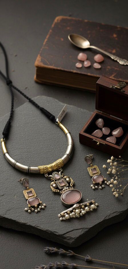 Pink Noor Hasli Necklace Set