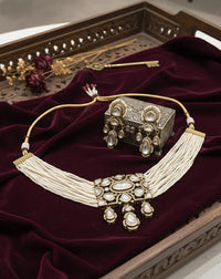 Thumbnail for Nazakat Moti Polki Necklace Set