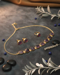 Thumbnail for Purple Prism Stone Necklace Set