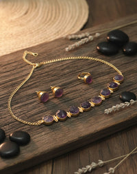 Thumbnail for Purple Prism Stone Necklace Set