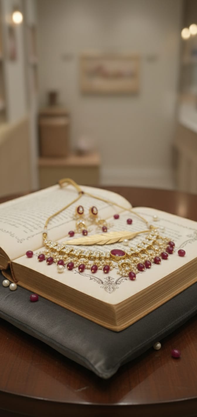 Gulnaar Ruby Kundan Necklace Set