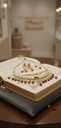 Thumbnail for Gulnaar Ruby Kundan Necklace Set