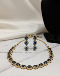 Thumbnail for Blue Oval Golden Necklace Set