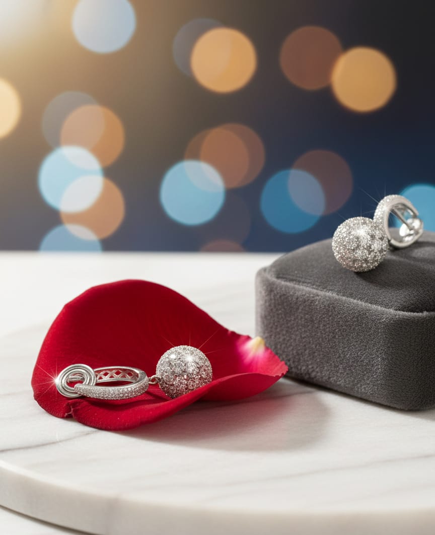 Shinning Ball Hoop Earrings