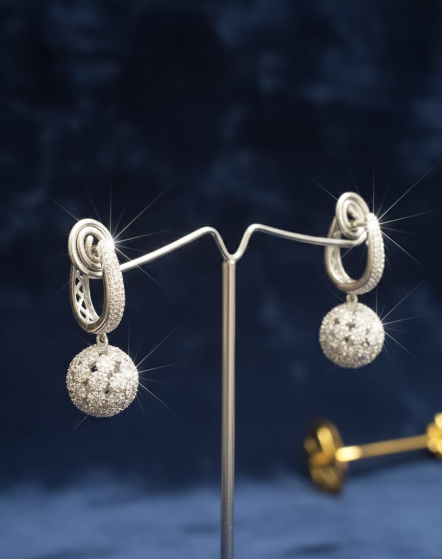 Shinning Ball Hoop Earrings