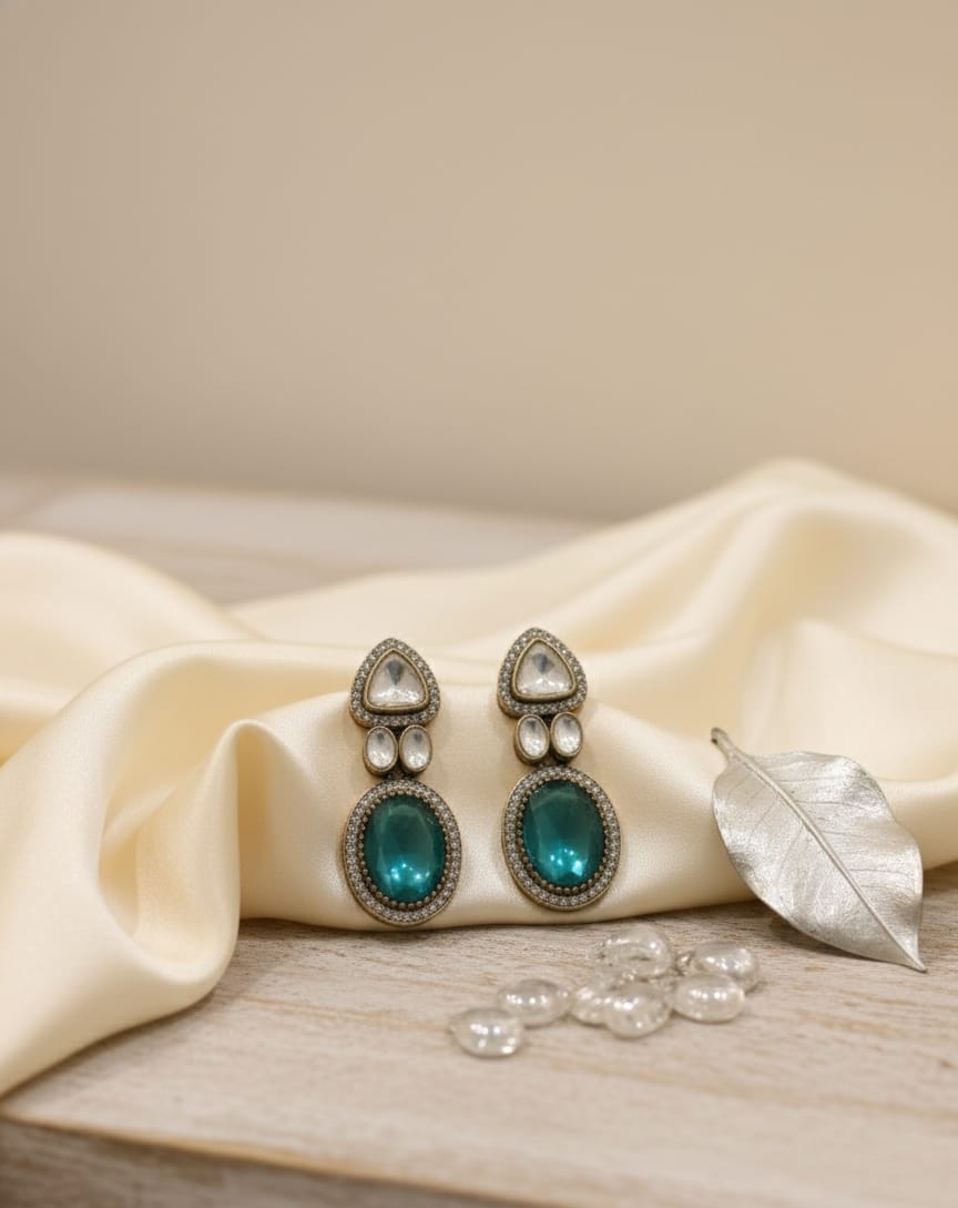Oval Emerald Polki Earrings