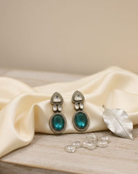 Thumbnail for Oval Emerald Polki Earrings
