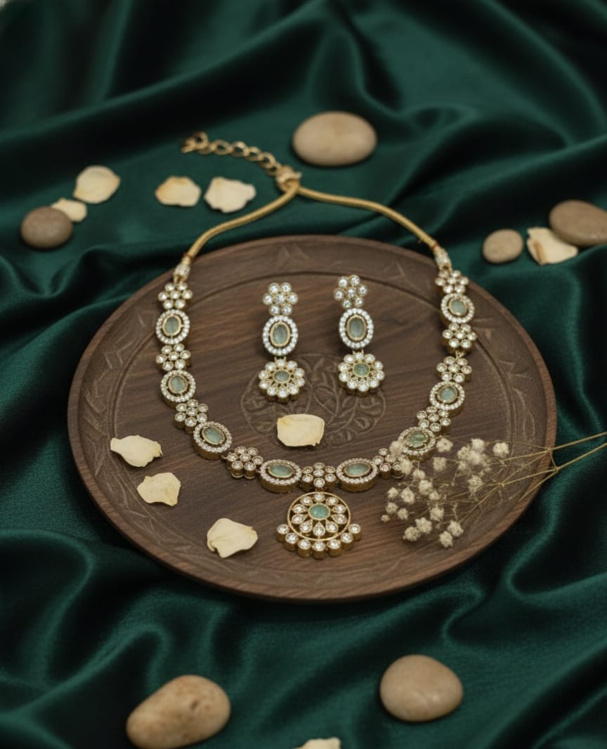 Mint Polki Necklace Set