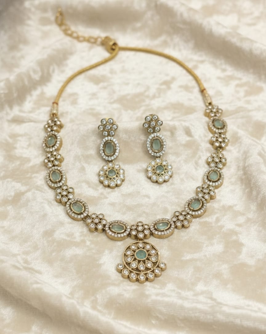 Mint Polki Necklace Set