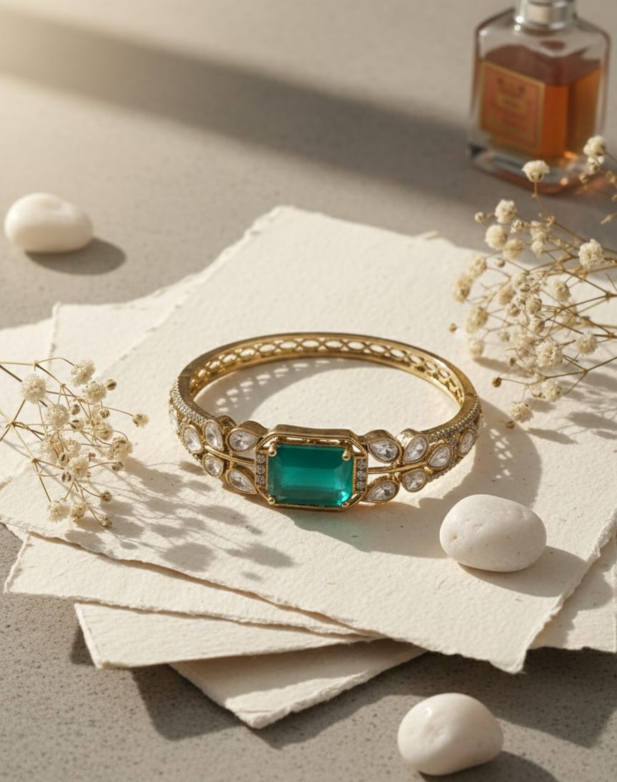 Emerald Polki Bracelet