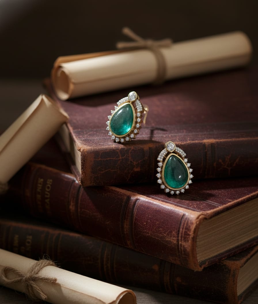 Emerald Drop Shimmer Earrings