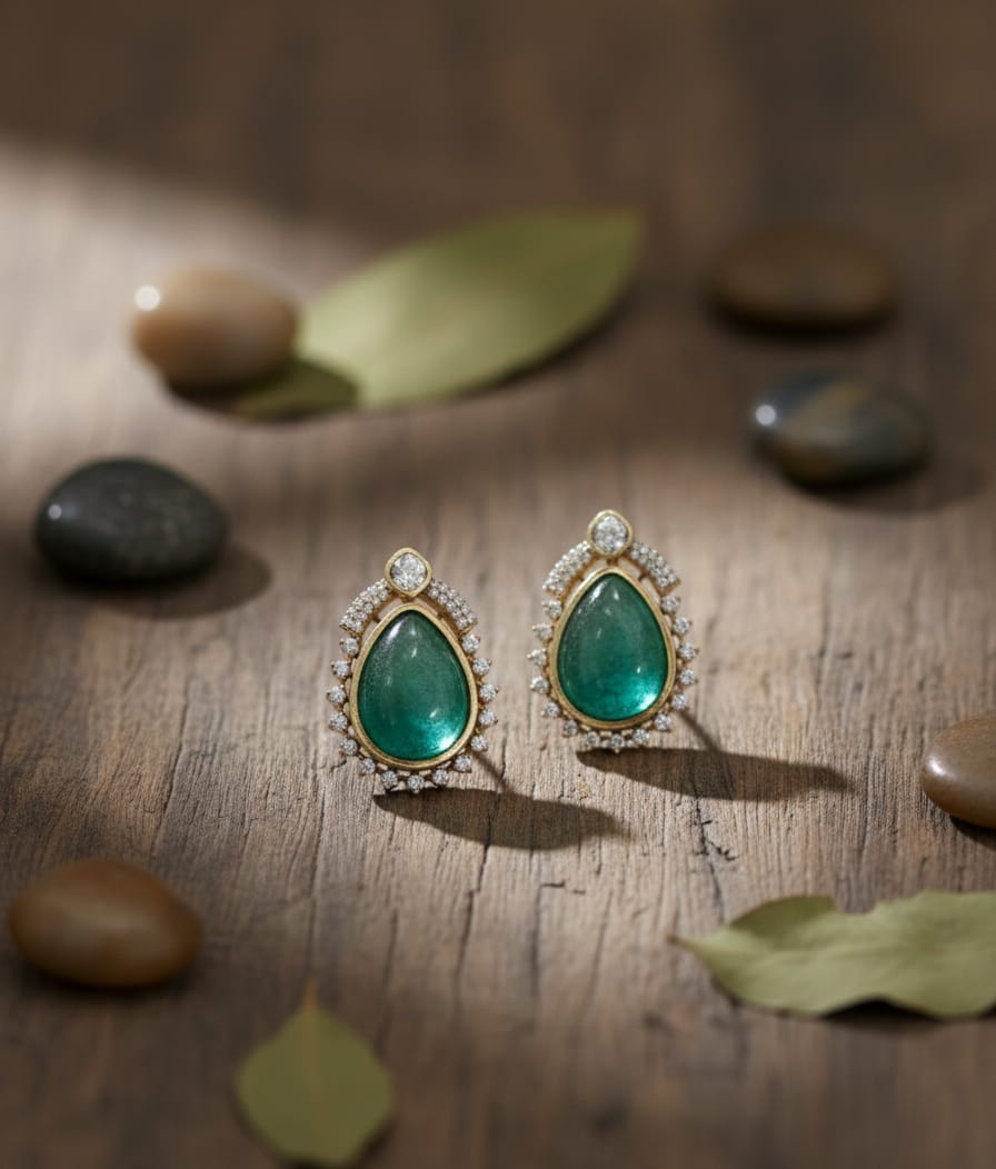 Emerald Drop Shimmer Earrings