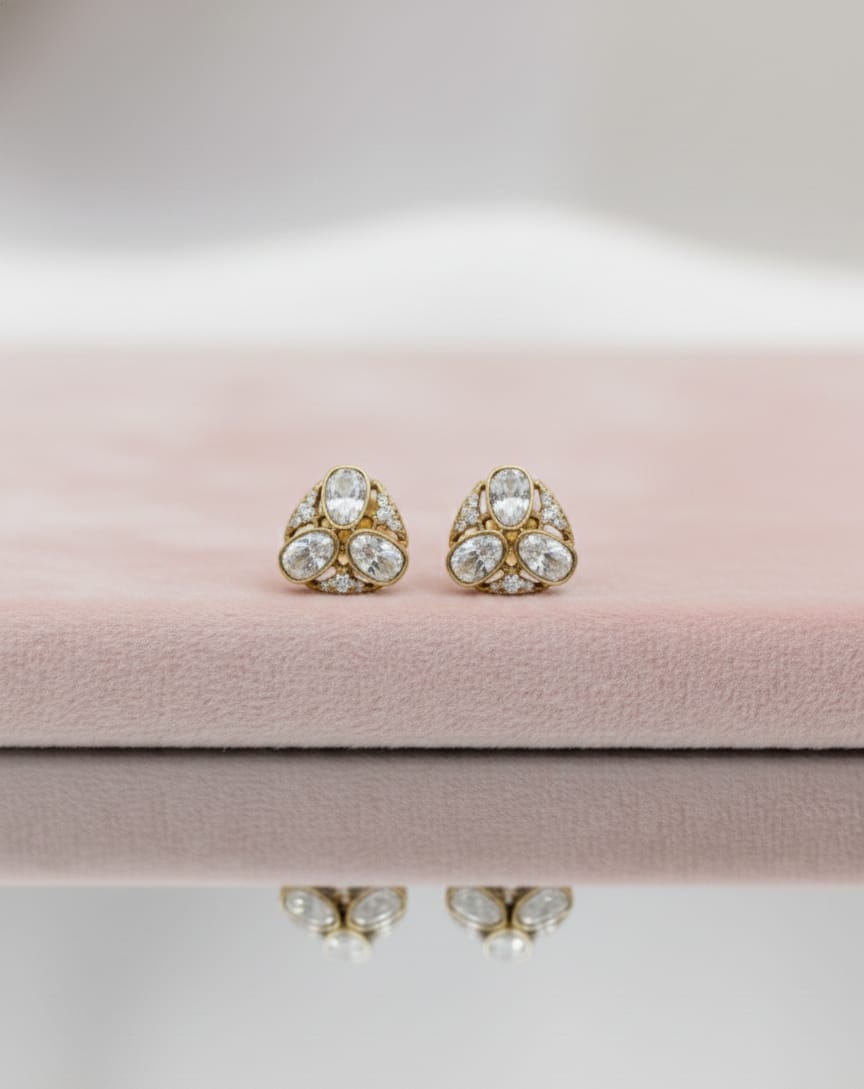 Oval Polki Earrings